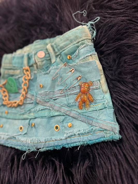 Distressed denim blue skirt (3t)