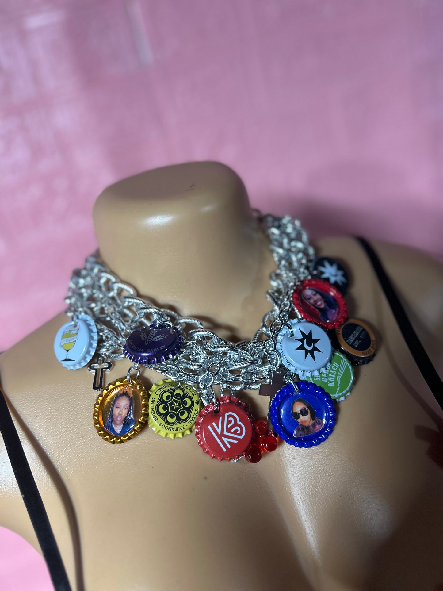 Bottle cap choker with pictures $80 without $70